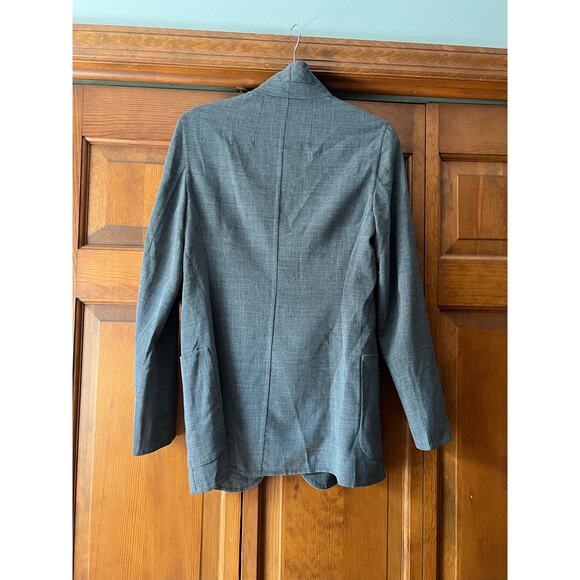 Akris Women's One Button Slim Fit Linen Wool Blend Blazer Long Sleeve Gray SZ 6 - Picture 8 of 10